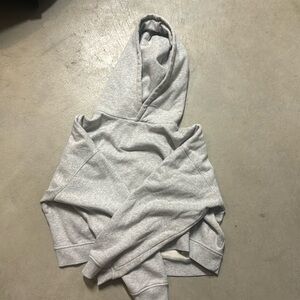 Grey cropped hoodie (stiff hood) it stays up
